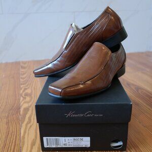Kenneth Cole Magic One Conac Leather Slip On Dress Loafers Shoes Men's SIZE 8